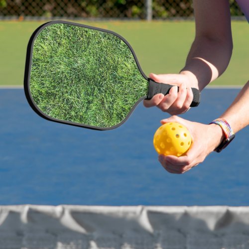 Funny green grass texture pattern real photo fun pickleball paddle