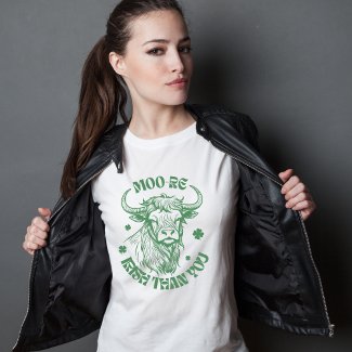 Funny Green Irish Highland Cow St Patricks Day