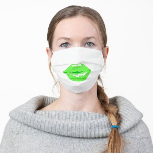 Funny Green Kiss Kissing Lips Lipgloss Lipstick Adult Cloth Face Mask