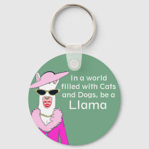 Funny Green Lady Llama Advice Keychain