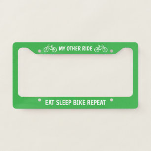 Funny green license plate frame for bicyclist 