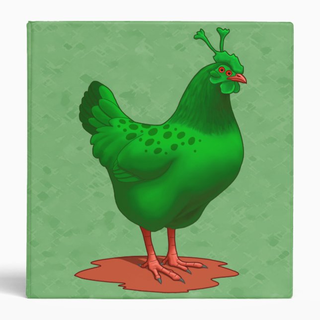Funny Green Martian Alien Chicken Binder (Front)