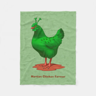 Funny Green Martian Alien Chicken Fleece Blanket