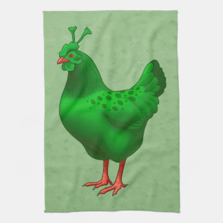 Funny Green Martian Alien Chicken Towel