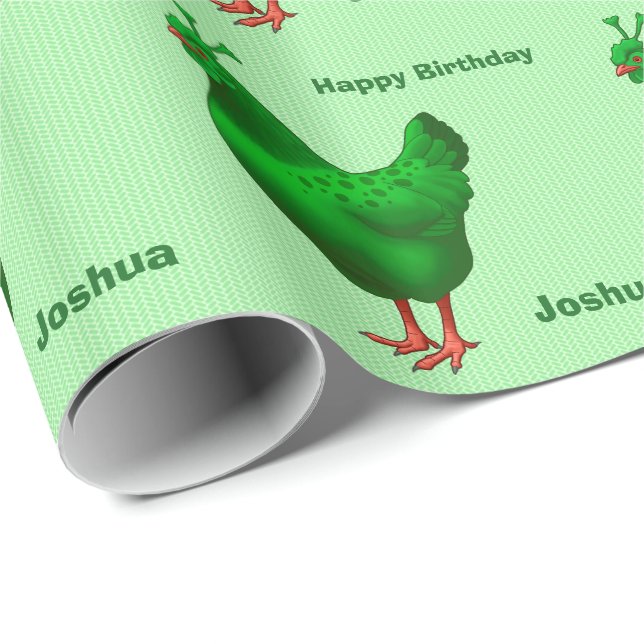 Funny Green Martian Alien Chicken Wrapping Paper (Roll Corner)