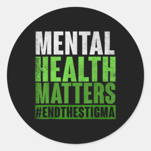 Funny Green Mental Health S Awareness End The Stig Classic Round Sticker