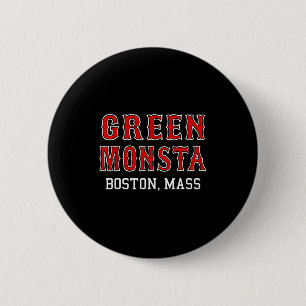 Funny Green Monstah Boston M New England Button