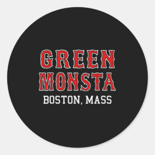 Funny Green Monstah Boston M New England Classic Round Sticker
