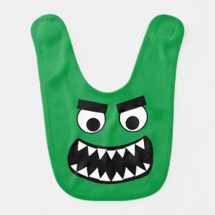 Funny green monster Halloween baby bib for kids