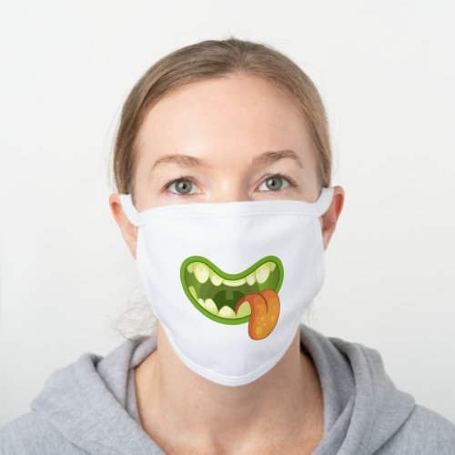 Funny Green Monster Mouth White Cotton Face Mask