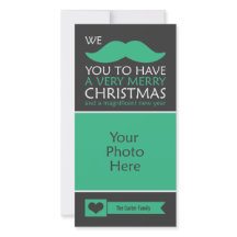 Funny Green Mustache Christmas Photo