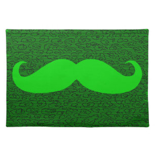 Funny Green Mustache Cloth Placemat