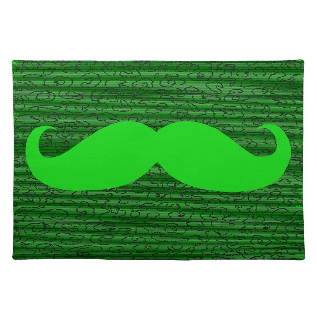 Funny Green Mustache Cloth Placemat (Front)