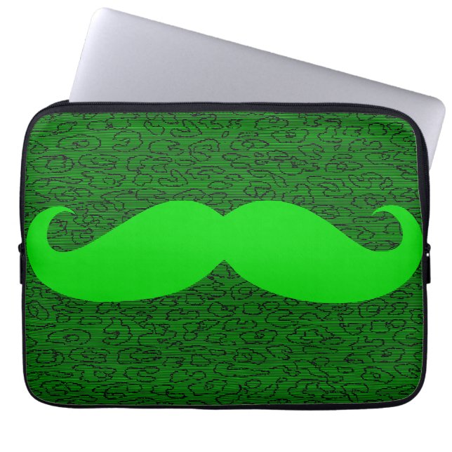 Funny Green Mustache Laptop Sleeve (Front)
