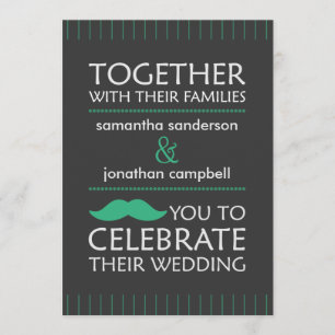 Funny Green Mustache Wedding Invitations