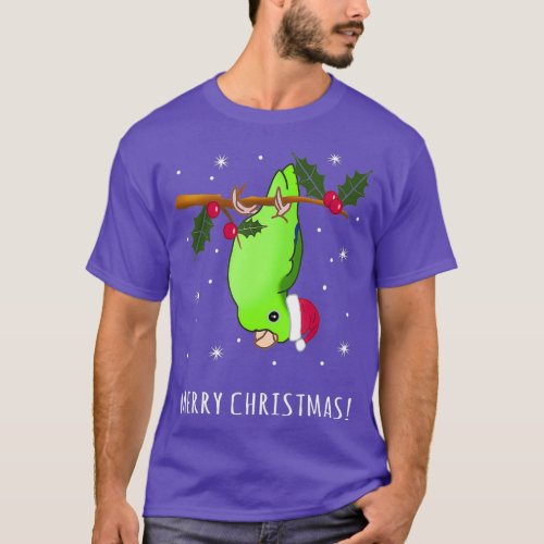 Funny Green Parrotlet Merry Christmas Parrot T_Shirt