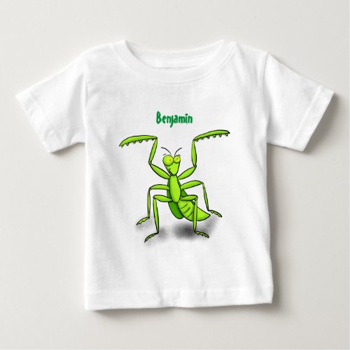 Funny green praying mantis cartoon illustration baby T_Shirt