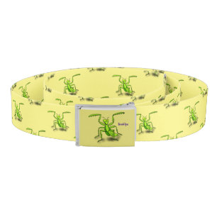 Funny green praying mantis cartoon illustration belt