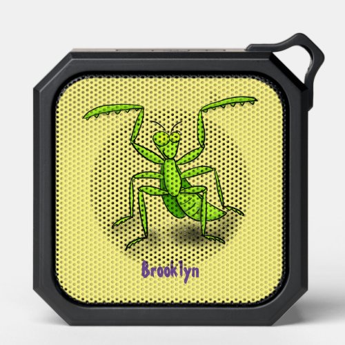 Funny green praying mantis cartoon illustration bluetooth speaker