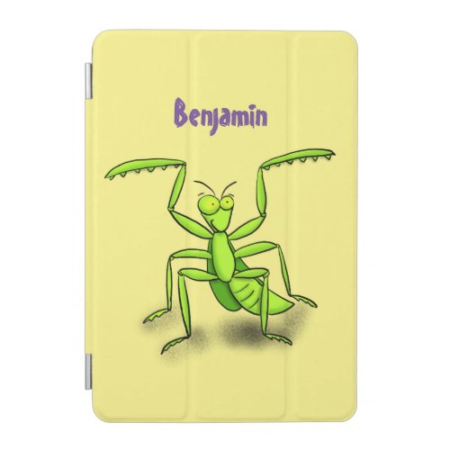 Funny green praying mantis cartoon illustration iPad mini cover