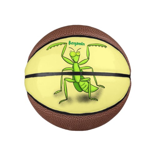 Funny green praying mantis cartoon illustration mini basketball