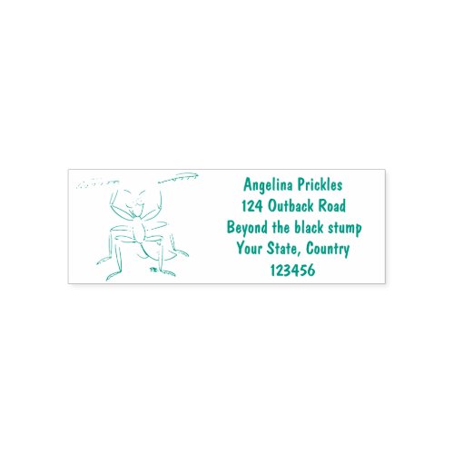 Funny green praying mantis cartoon illustration self_inking stamp