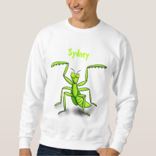 Funny green praying mantis cartoon illustration sweatshirt