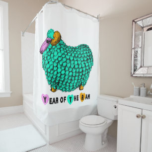 Funny green Ram Chinese Year Zodiac Birthday SCu Shower Curtain