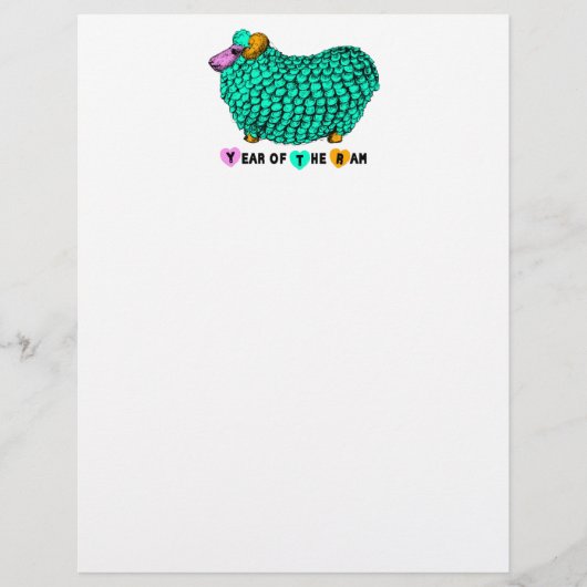 Funny Green Ram Chinese Year Zodiac Letterhead (Front)