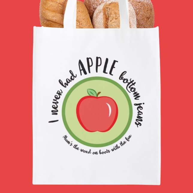 Funny Green Red Apple Bottom Jeans Boots with Fur  Grocery Bag (Creator Uploaded)