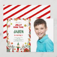 Funny Green & Red Elf Birthday Party Photo