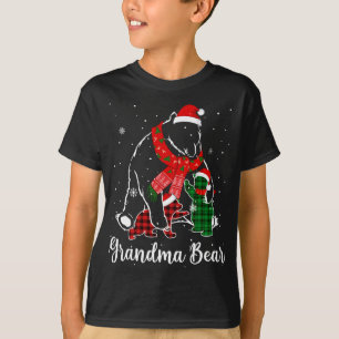 Funny Green Red Plaid Grandma Bear Matching Pajama T-Shirt