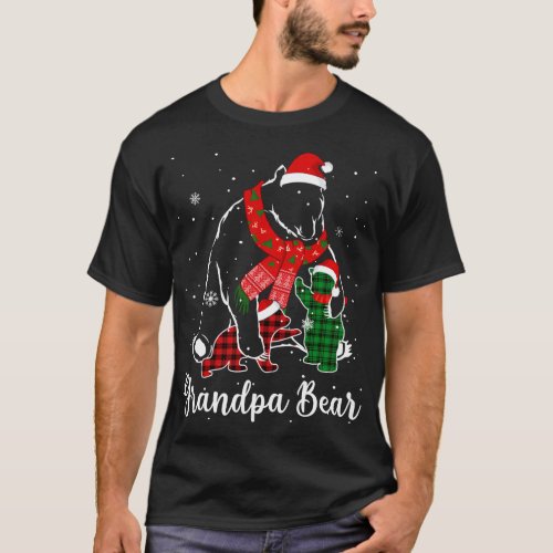 Funny Green Red Plaid Grandpa Bear Matching Pajama T_Shirt