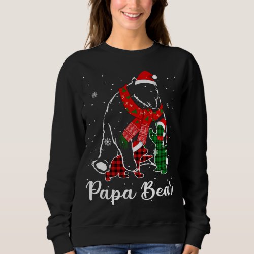 Funny Green Red Plaid Papa Bear Matching Pajama Fa Sweatshirt