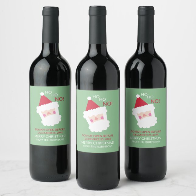 Funny Green Santa Claus Personalized Christmas Wine Label (Bottles)