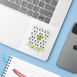 Funny Green Sheep of the Family, Vegan Sticker