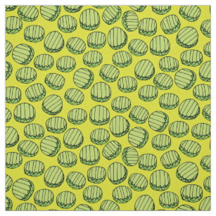 Funny Green Sliced Pickles Food Pattern Fabric