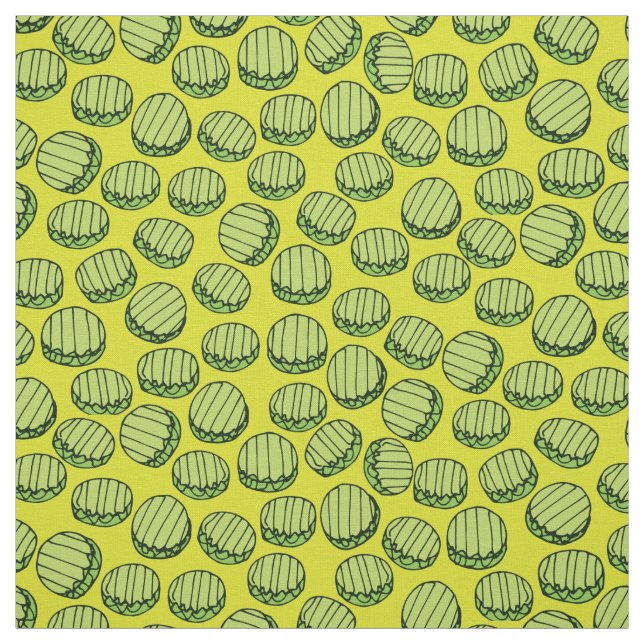 Funny Green Sliced Pickles Food Pattern Fabric (Swatch)
