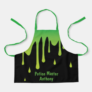 Funny Green Slime Potion Master Personalized Kids Apron
