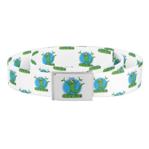 Funny green smiling animated iguana lizard belt