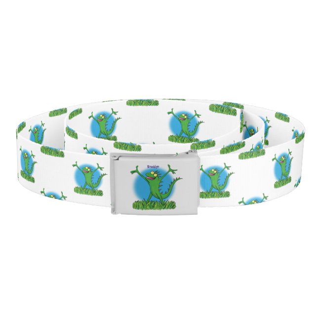 Funny green smiling animated iguana lizard belt (Coil)