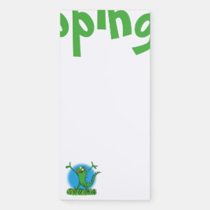 Funny green smiling animated iguana lizard magnetic notepad