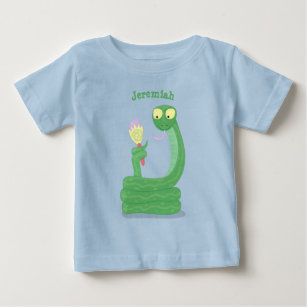 Funny green snake with maraca cartoon baby T-Shirt