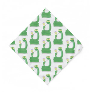 Funny green snake with maraca cartoon bandana
