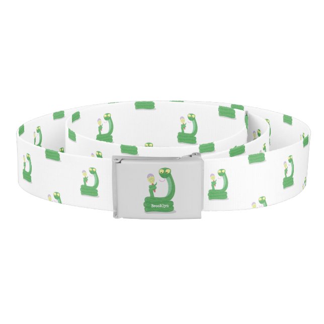 Funny green snake with maraca cartoon belt (Coil)