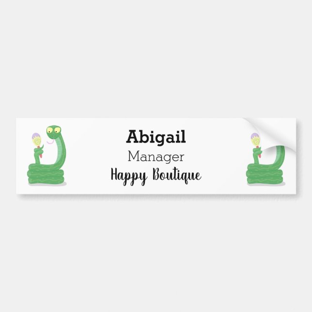Funny green snake with maraca cartoon  bumper sticker (Front)