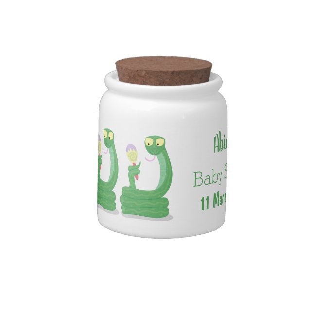 Funny green snake with maraca cartoon candy jar (Left)