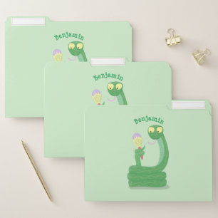 Funny green snake with maraca cartoon file folder