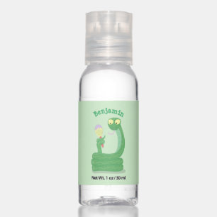 Funny green snake with maraca cartoon hand sanitizer