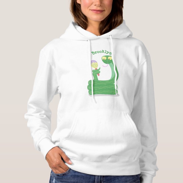 Funny green snake with maraca cartoon hoodie (Front)